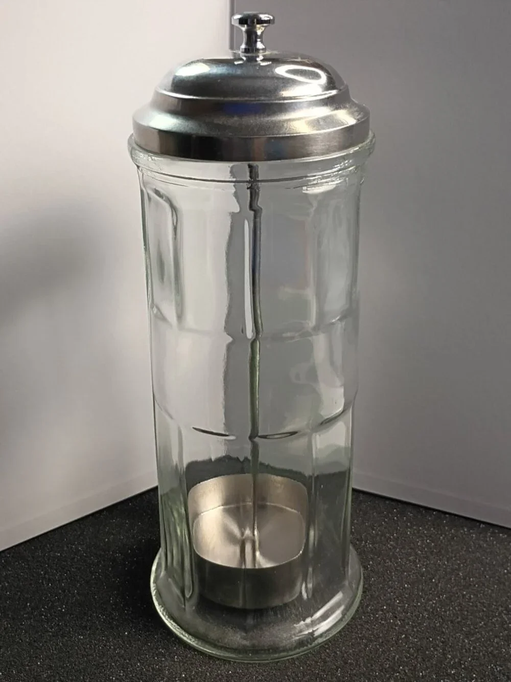 Martha Stewart Collection Glass Straw Dispenser Vintage Diner Style Metal Lid